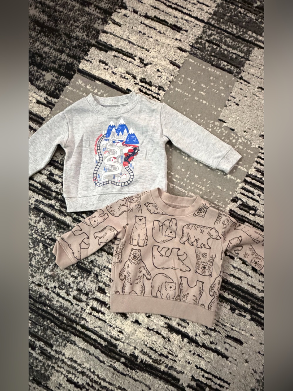 wonder nation Gray Mountain Graphic Sweatshirt & Taupe Bear Print Sweatshirt Set